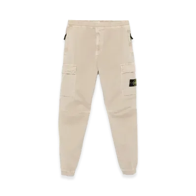 Stone Island Tapered Fit Cotton Cargo Pants with Elasticated Waistband "Beige"