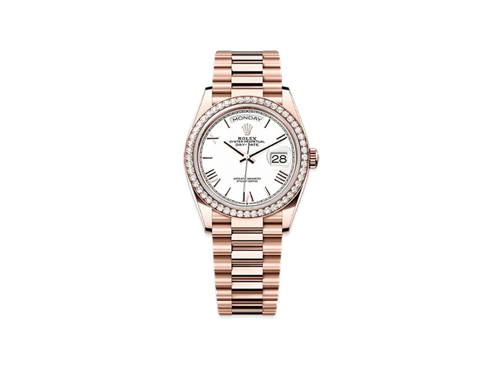 ROLEX Day-Date 36mm Everose Gold Diamond 128345RBR "White"