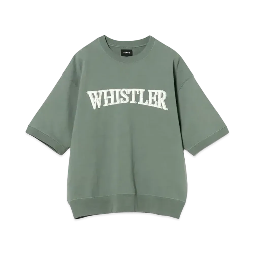 BEAMS Overdyed Print Half-Sleeve Sweatshirts "Green"