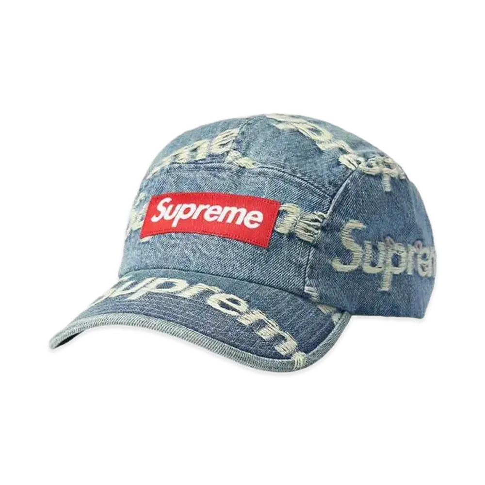 Supreme Frayed Logos Denim Camp Cap "Blue"