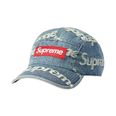 Supreme Frayed Logos Denim Camp Cap "Blue"