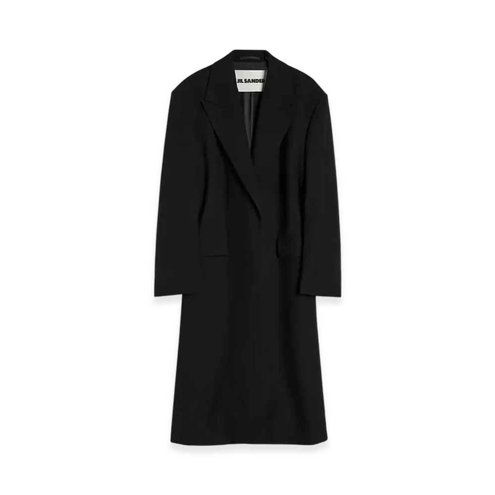Jil Sander Wool Canvas Tailored Coat "Black"