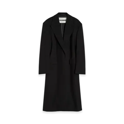 Jil Sander Wool Canvas Tailored Coat "Black"