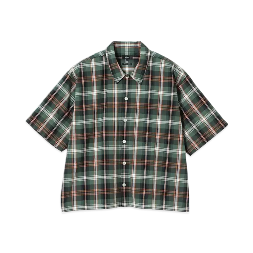 BEAMS Check Short Shirt "Green"