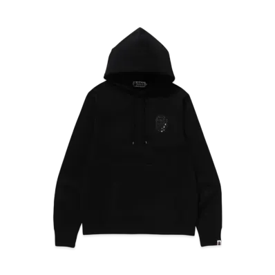 A BATHING APE Crystal Stone Ape Head Pullover Hoodie "Black"
