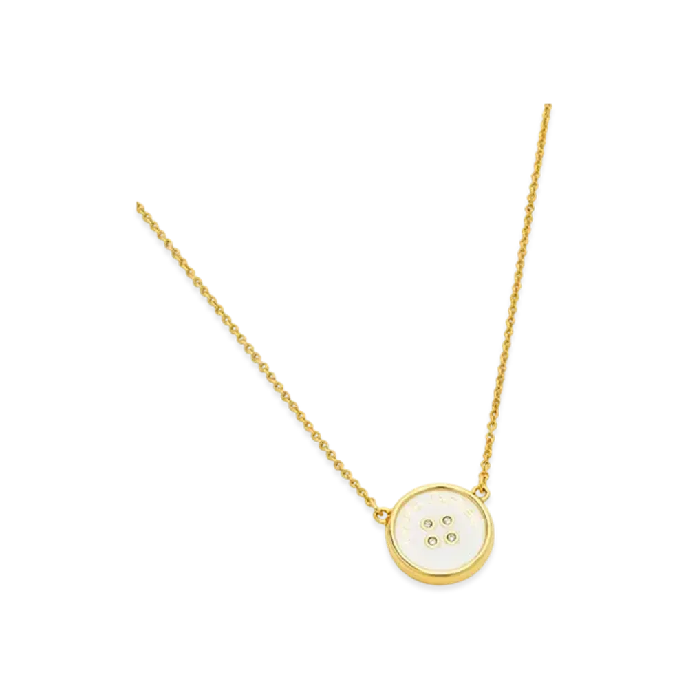 Marc Jacobs Button Enamel Pendant Necklace "Silver/Black"