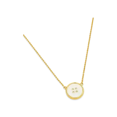 Marc Jacobs Button Enamel Pendant Necklace "Silver/Black"