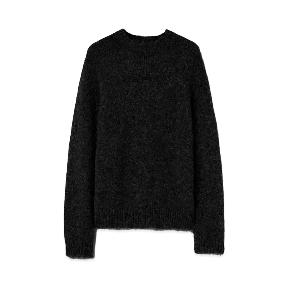 Jil Sander Crew-Neck Sweater Long-Sleeved Medium-Weight Alpaca and Virgin Wool "Black"