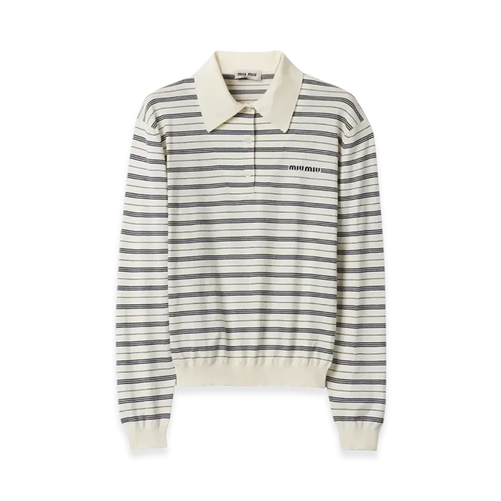 MIU MIU Women's Cotton Jersey Polo Shirt "Ivory"