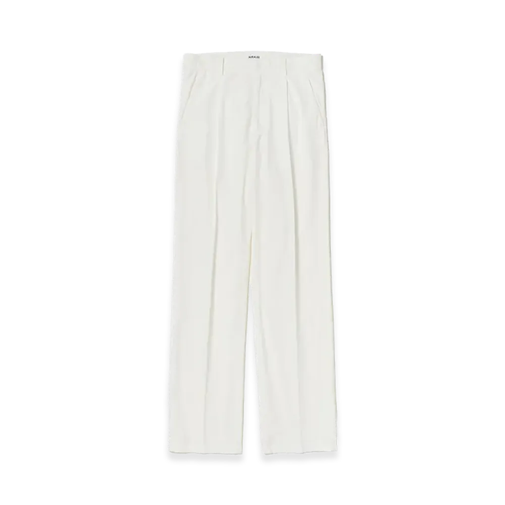 AURALEE Garment-Dyed Finx Shuttle Weather One-Tuck Slacks "White"