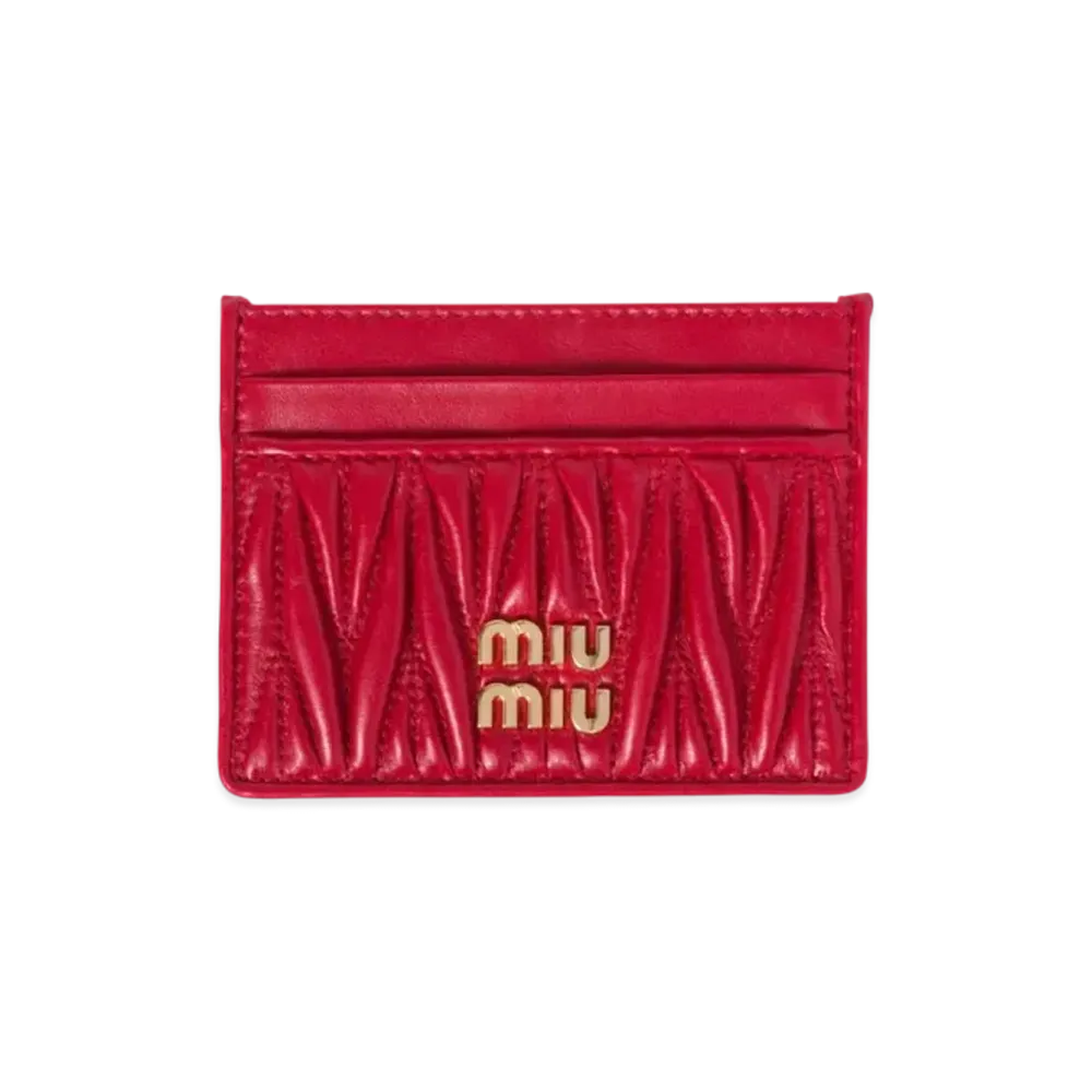MIUMIU Matelasse Nappa Leather Card Holder "Red"