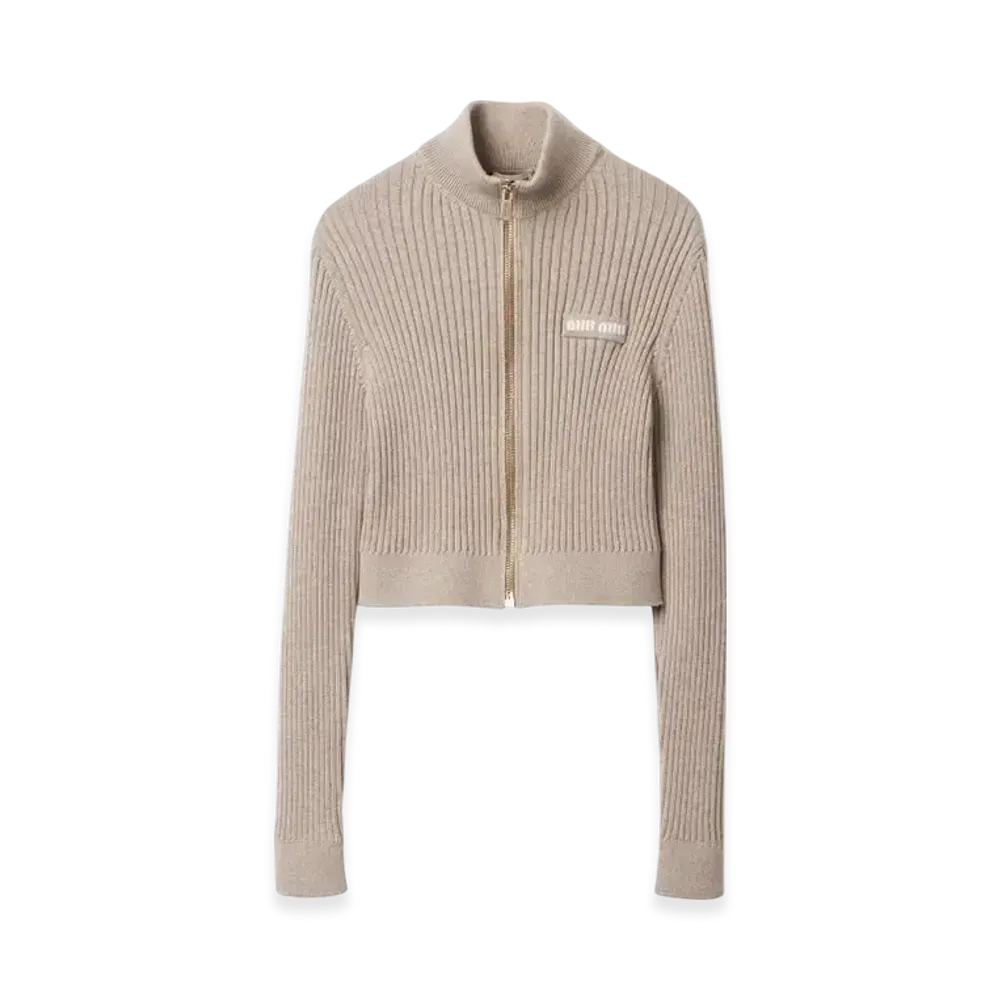 MIU MIU Women's Wool Knit Cardigan "Limestone"