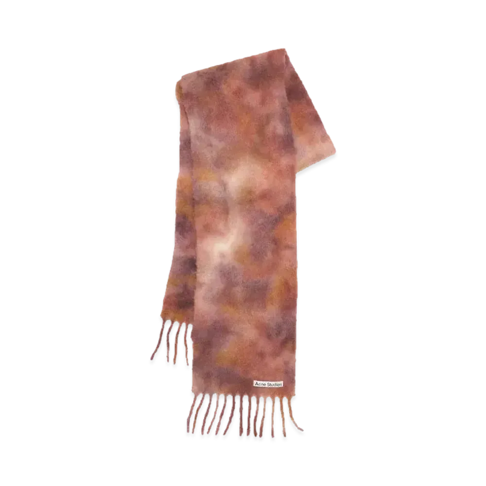 Acne Studios Wool Mohair Tie-Dye Scarf "Burgundy Red/Mauve Pink"