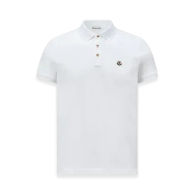MONCLER Logo Patch Cotton Polo Shirt "White"
