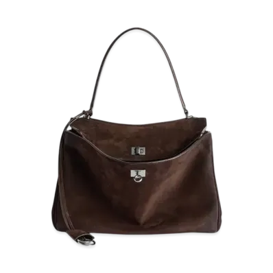 BALENCIAGA Rodeo Handbag Medium "Light Espresso"
