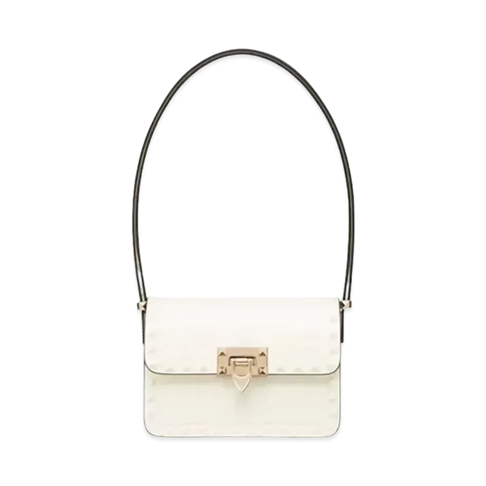 Valentino Small Rockstud23 Smooth Calfskin Shoulder Bag "Ivory"