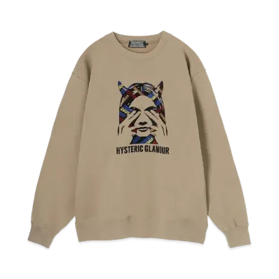 HYSTERIC GLAMOUR See No Evil Embroidery Sweatshirt "Beige"
