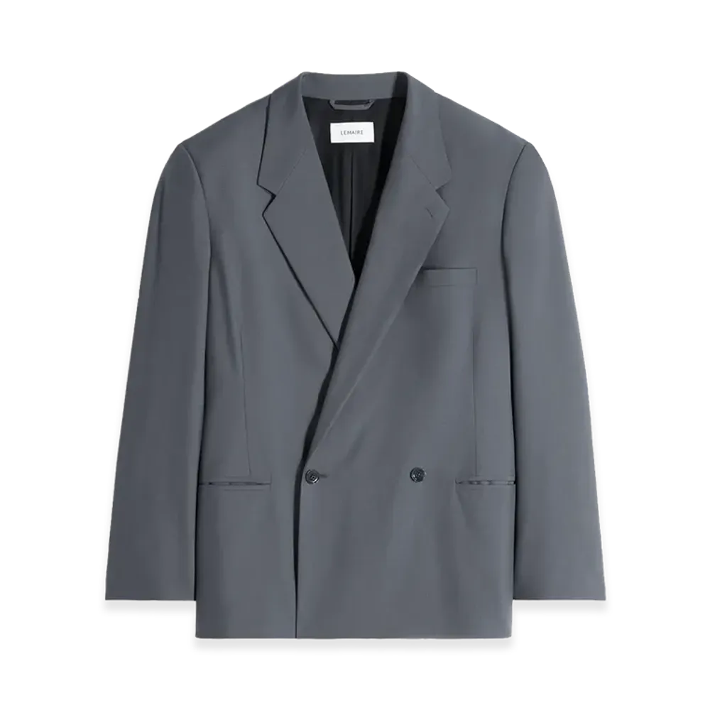 LEMAIRE Women's Poly-Wool Double Breasted Tailored Jacket "Carbon"