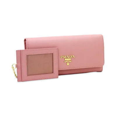 PRADA Long Wallet with Pass Case "Petalo"