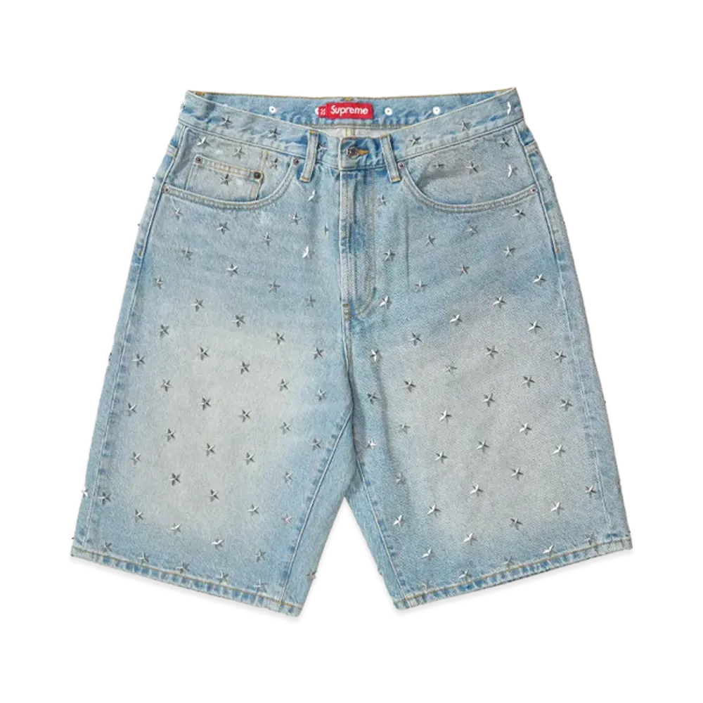 Supreme Stars Studded Baggy Denim Short "Washed Indigo"