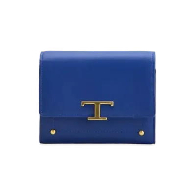 TOD'S T Timeles Leather Wallet "Blue"