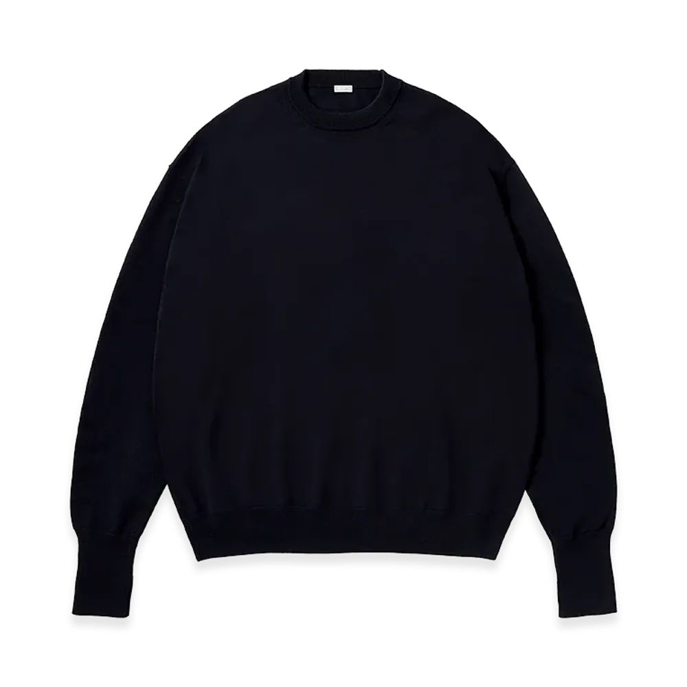 A.PRESSE Wool Knit Crew Neck Sweater "Navy"