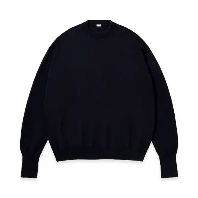 A.PRESSE Wool Knit Crew Neck Sweater "Navy"