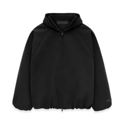 FEAR OF GOD ESSENTIALS Bonded Nylon Hooded Bomber "Black"