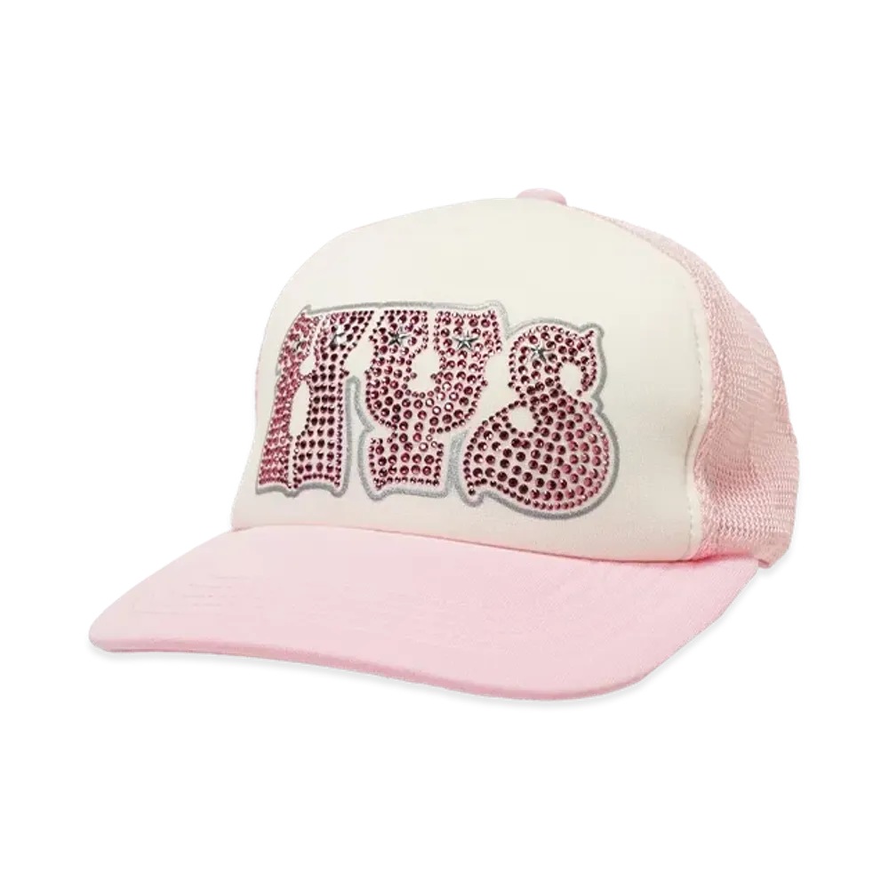 HYSTERIC GLAMOUR Hypnotized Logo Rhinestone Mesh Cap "Pink"