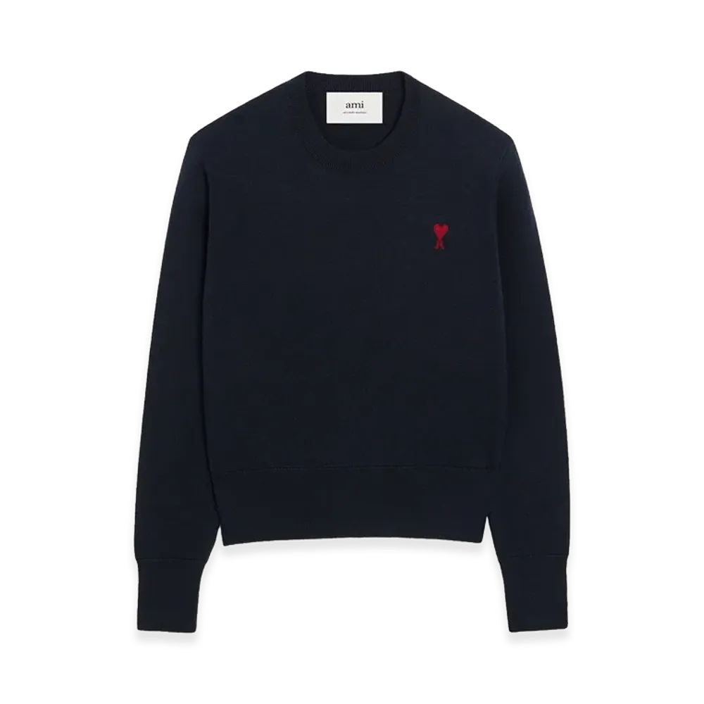 AMI PARIS Women's Ami De Coeur Wool Sweater "Navy Blue"