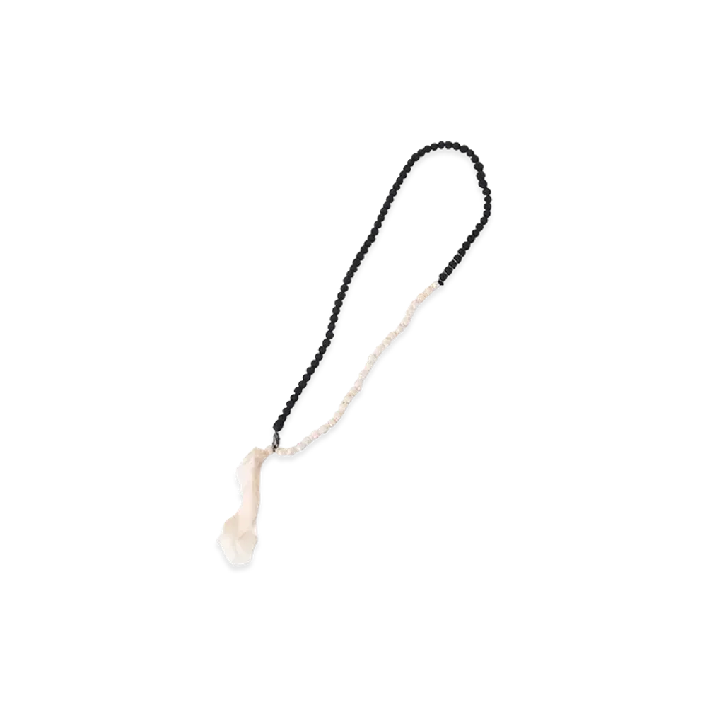 Y's Small Silk Ball Necklace "White/Black"