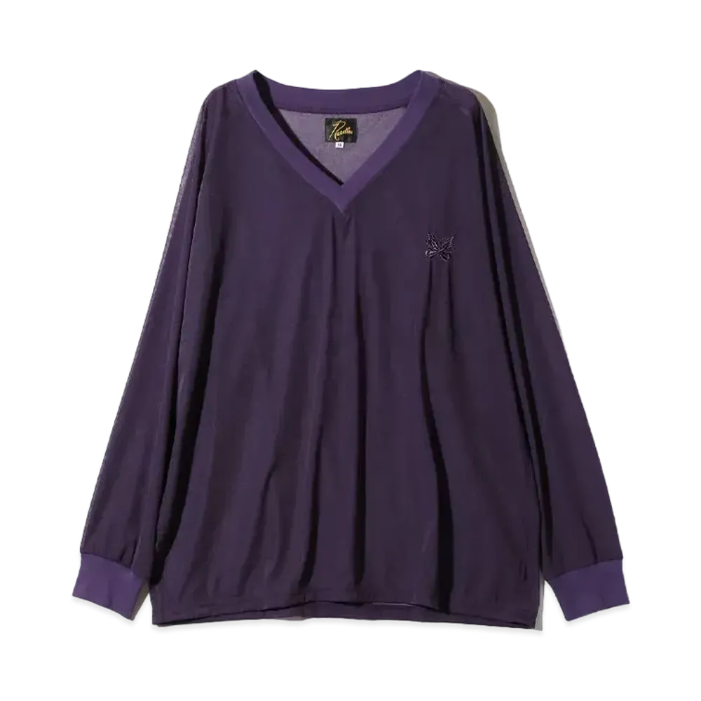 Needles L/S V Neck Tee Poly Tricot Chiffon "Purple"