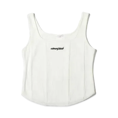 atmos pink Round Ribbed Tank "White"