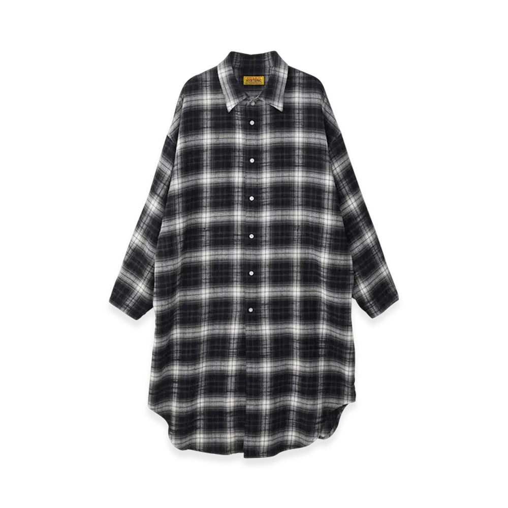 HYSTERIC GLAMOUR FM Mondo Radio Check Shirt Dress "Black"