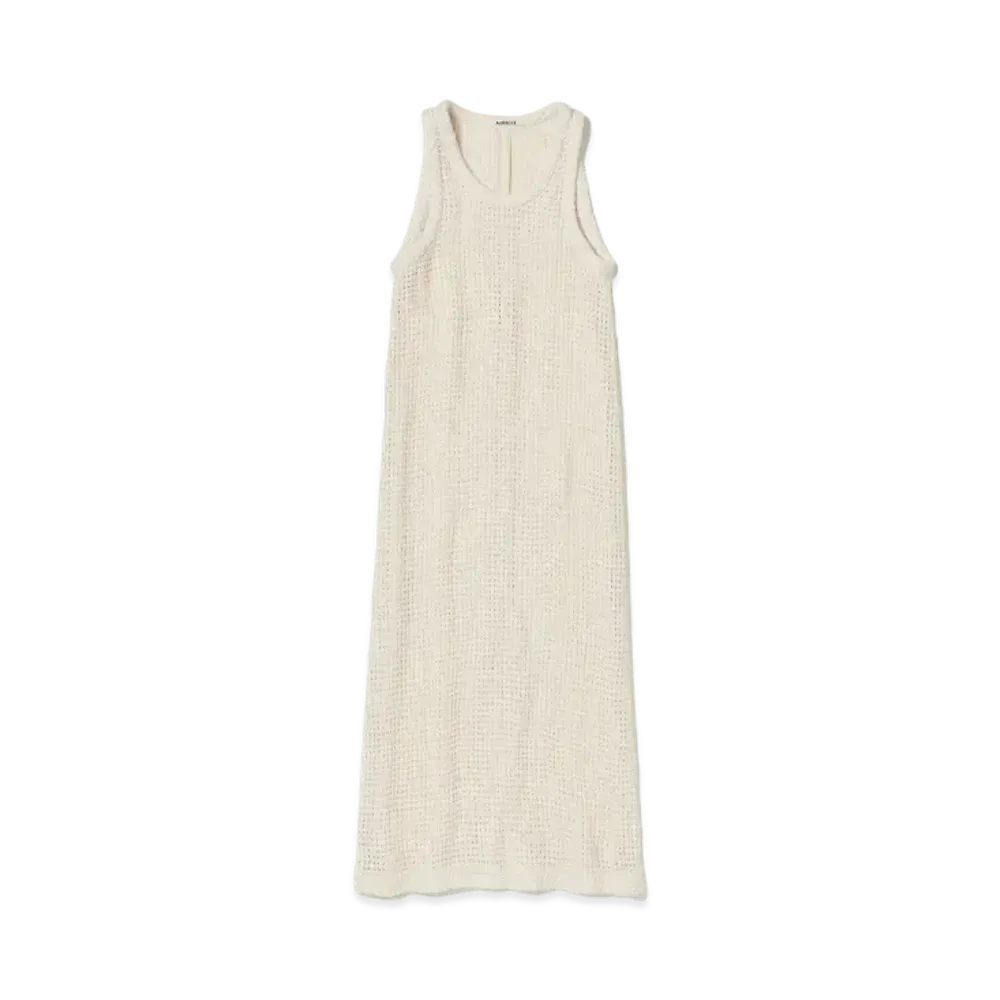 AURALEE Homespun Summer Tweed Mesh Dress "Off White"
