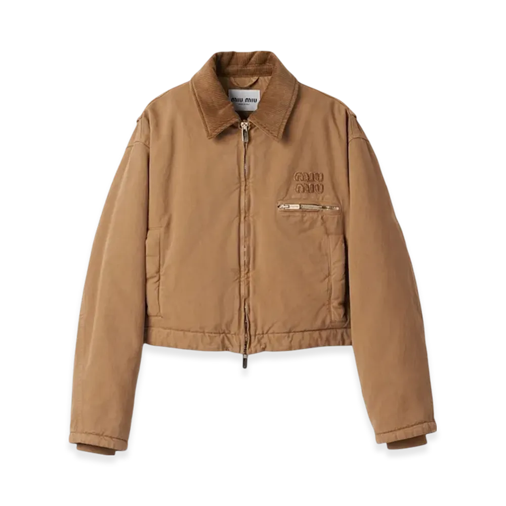 MIU MIU Women's Garment Dyed Gabardine Blouson Jacket "Cord"
