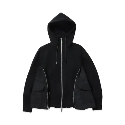 sacai Sponge Sweat x Nylon Twill Hoodie "Black/Black"