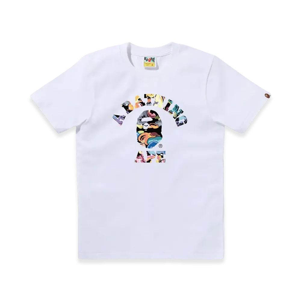 A BATHING APE Art Camo College Tee "White"
