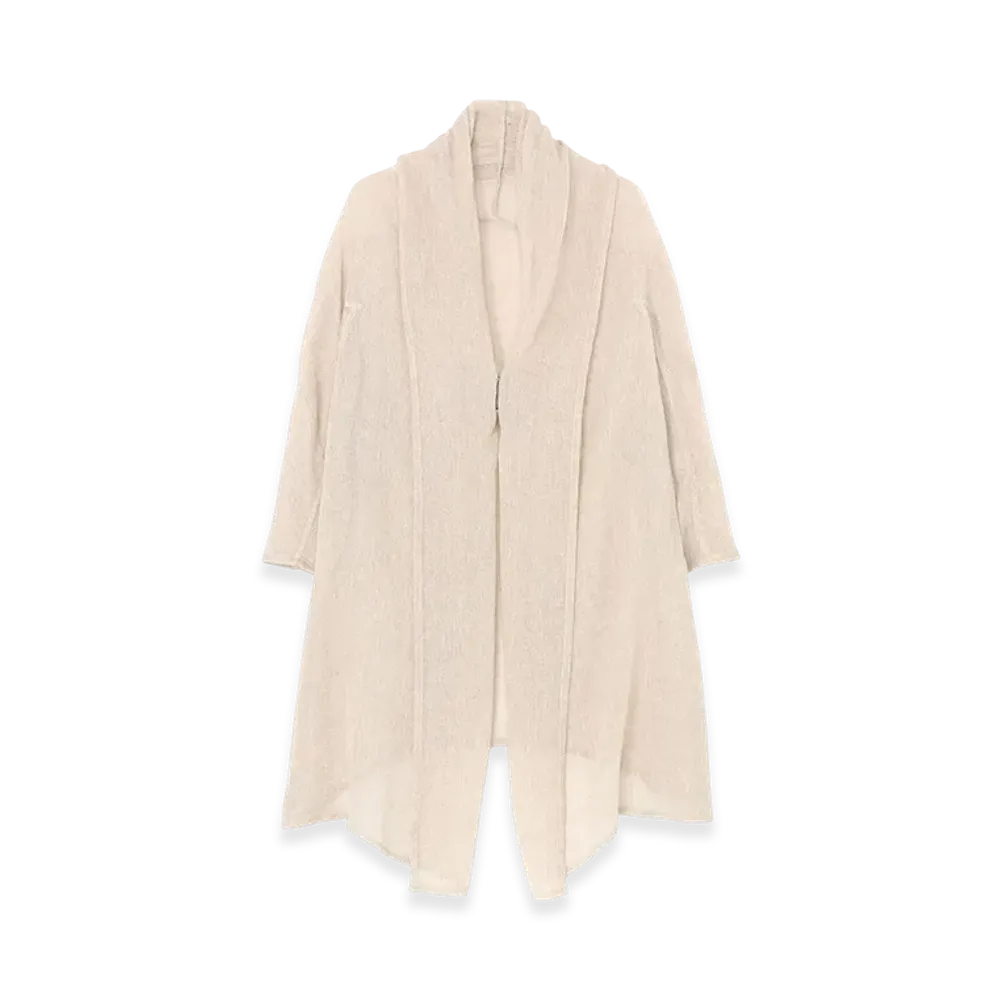 Y's Leno Cloth Shawl Collar Long Cardigan "Off White"
