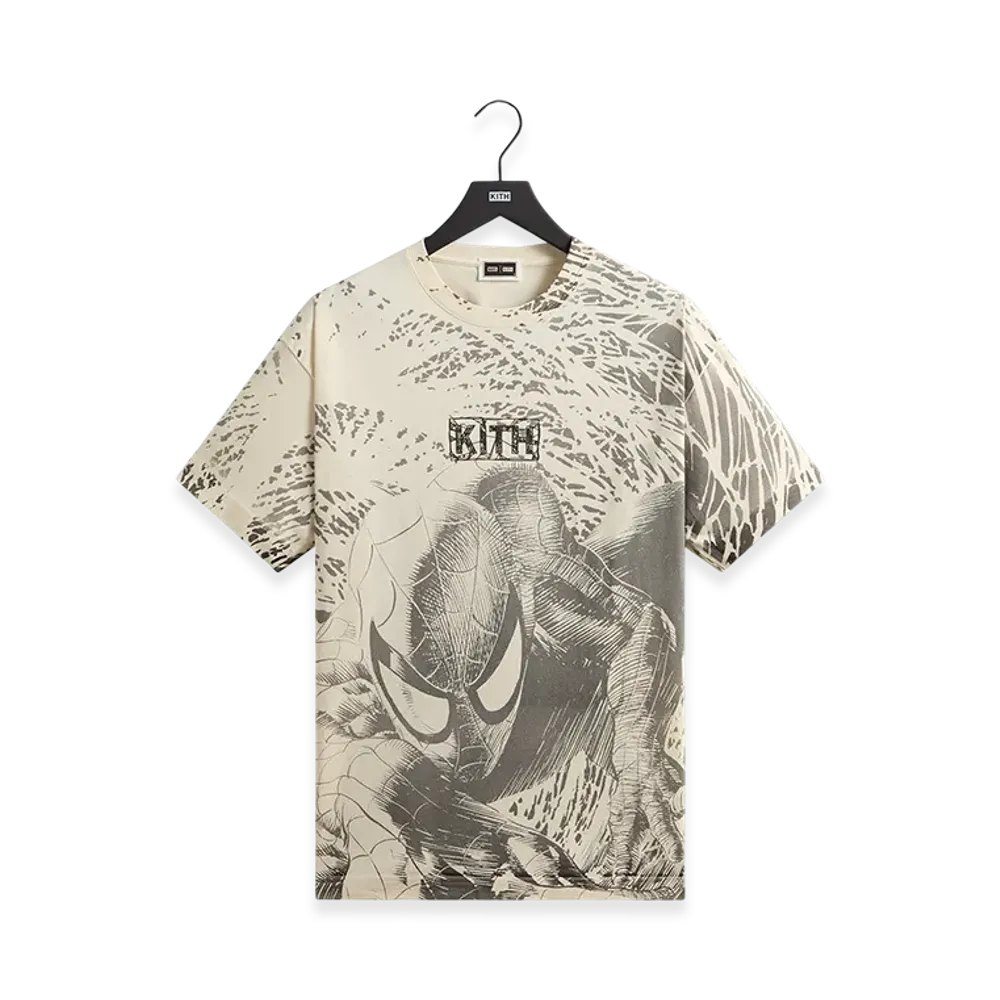 Kith x Marvel Spiderman All-Over Printed Vintage Tee "Black"