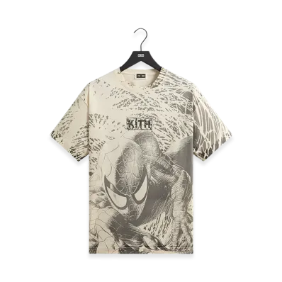 Kith x Marvel Spiderman All-Over Printed Vintage Tee "Black"