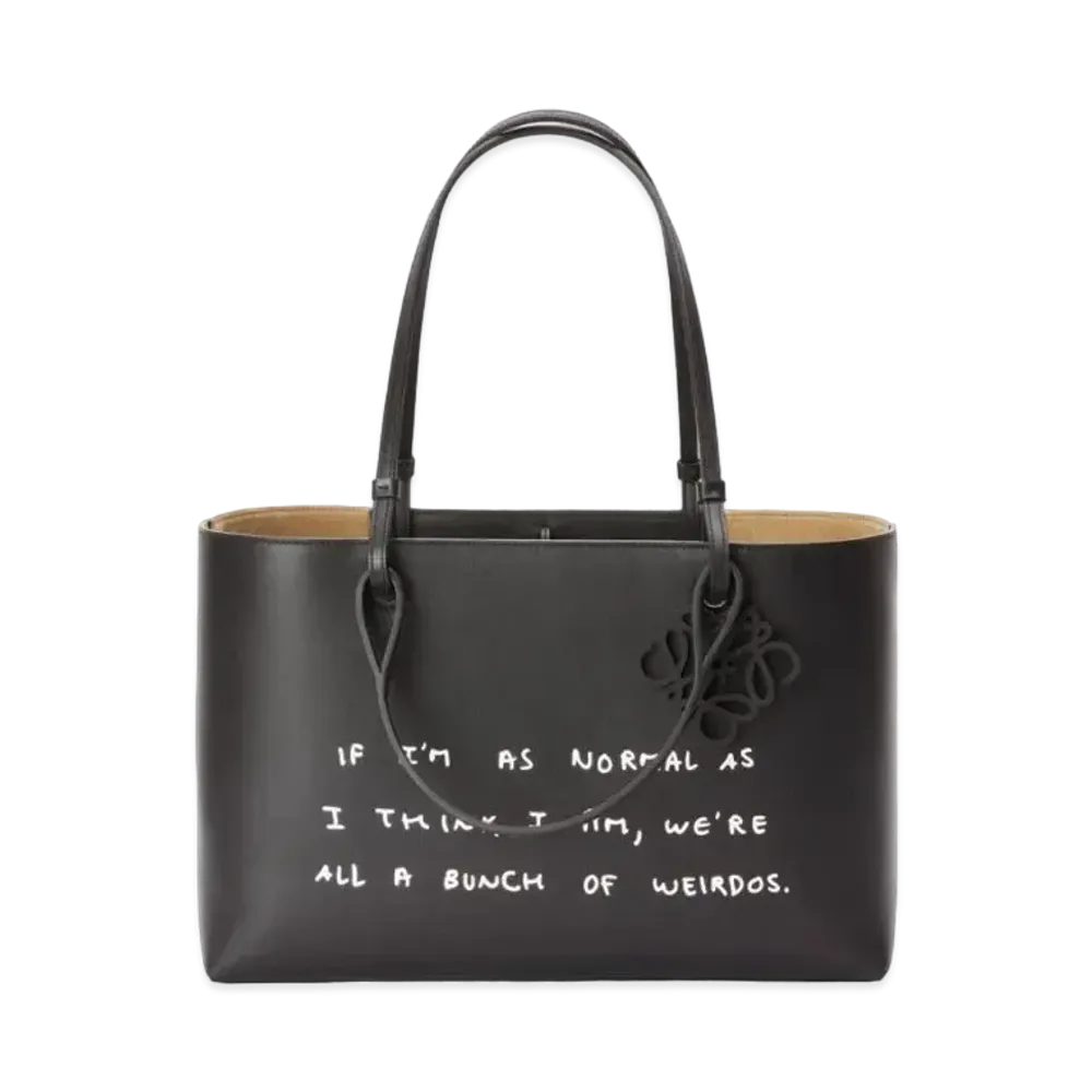 LOEWE Words Double Handle East West Tote In Classic Calfskin "Black"