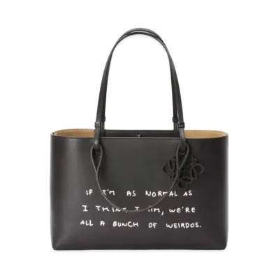 LOEWE Words Double Handle East West Tote In Classic Calfskin "Black"