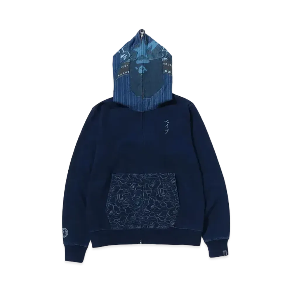 A BATHING APE Samurai Indigo Full Zip Hoodie "Indigo"