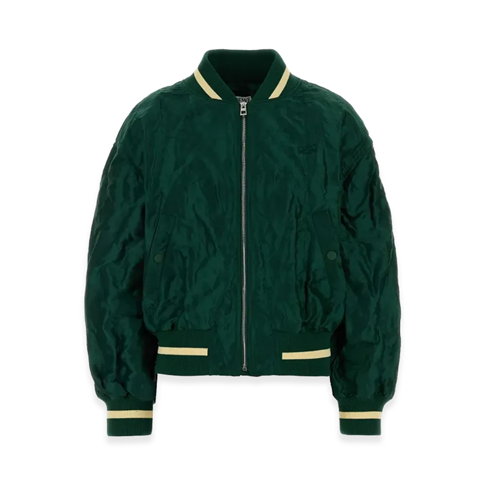 LOEWE Women's Tech Fabric Bomber Jacket "Dark Green"