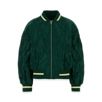 LOEWE Women's Tech Fabric Bomber Jacket "Dark Green"