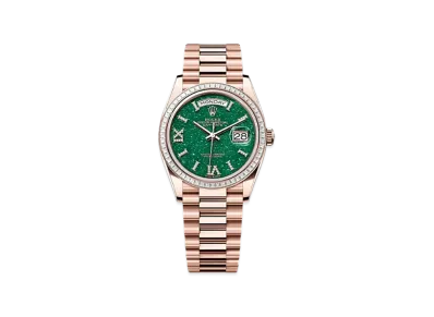ROLEX Day-Date 36mm Everose Gold Diamond 128395TBR "Green Aventurine"