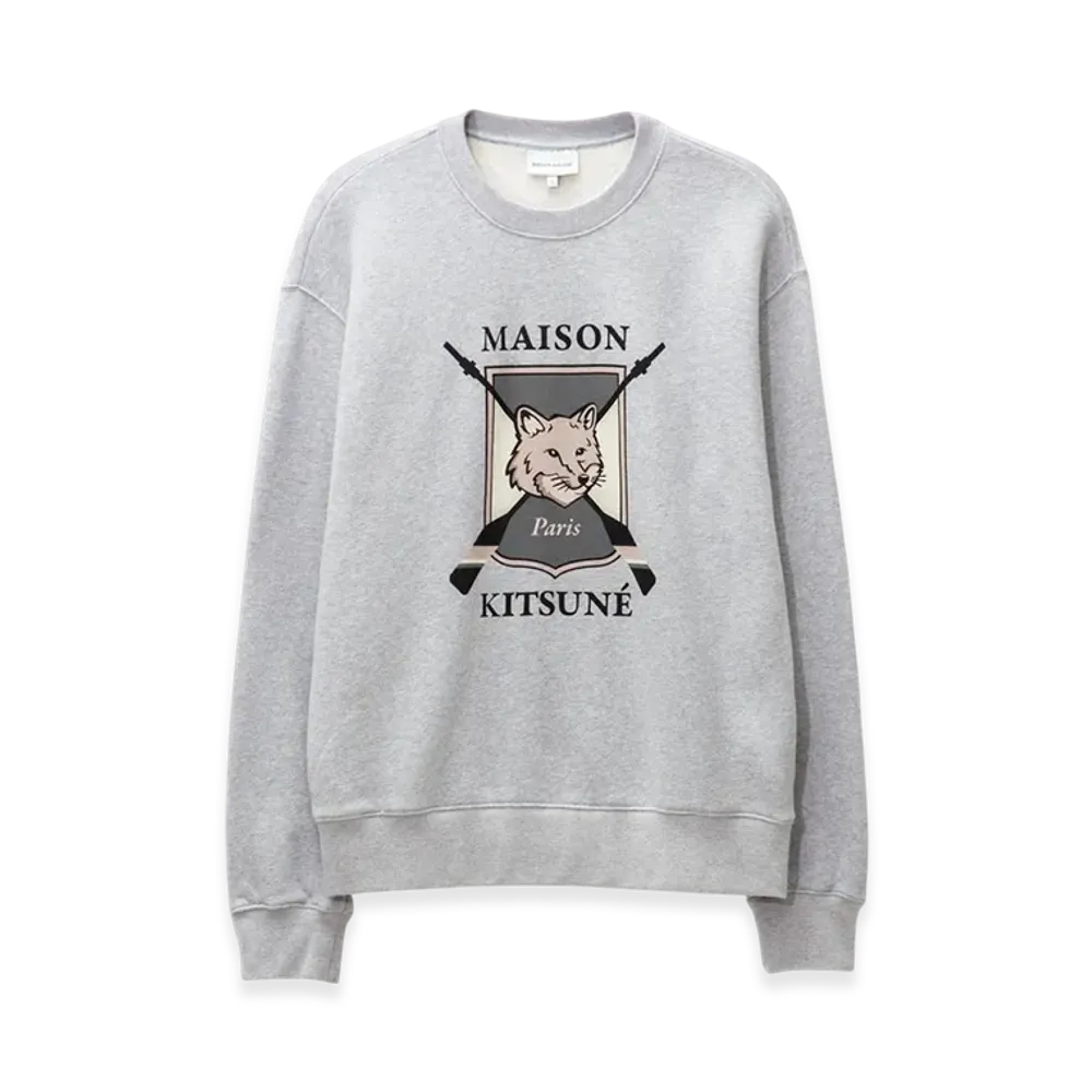 Maison Kitsune College Fox Print Comfort Sweatshirt "Light Gray Melange"