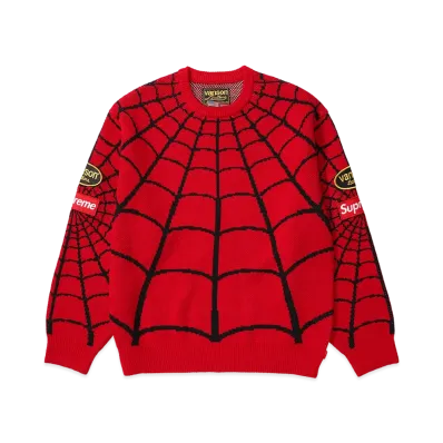 Supreme x Vanson Leathers Spider-Man Sweater "Red"