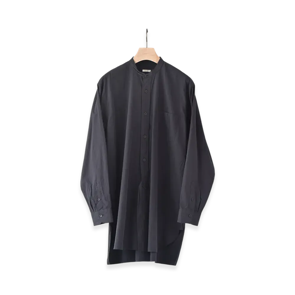 COMOLI Band Collar Shirt "Navy"